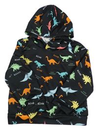 Černá mikina s dinosaury a kapucí SHEIN