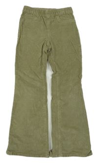 Khaki flare manšestráky H&M