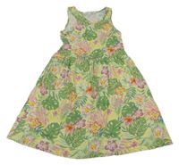Zeleno-žluté bavlněné šaty s listy H&M