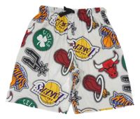 Smetanové vzorované kraťasy s míči a potiskem - NBA M&S