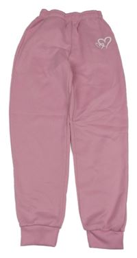 Světlerůžové cuff tepláky se srdíčky