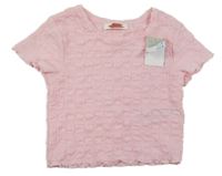 Nové - Světlerůžové vzorované crop tričko Primark