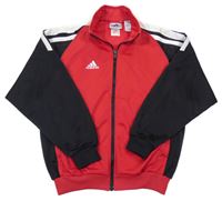 Červeno-černá sportovní propínací mikina s logem Adidas
