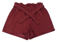 Červeno-černé vzorované kraťasy s páskem Primark