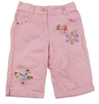 Růžové plátěné crop kalhoty s kamínky Benetton