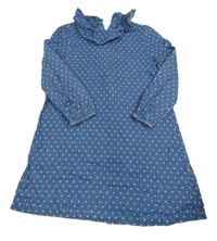 Modré riflové šaty se srdíčky a volánky M&S