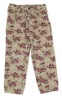 Béžové květované rifle Kids