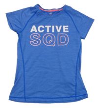 Modré melírované sportovní tričko s nápisem H&M
