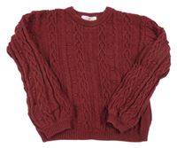Vínový vzorovaný svetr H&M