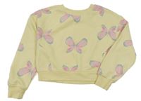 Žlutá crop mikina s motýly Primark