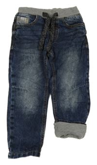 Tmavomodré podšité skinny rifle s úpletovým pasem M&S