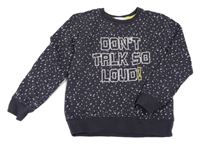 Antracitovo-bílá mikina s fleky a nápisem Kids