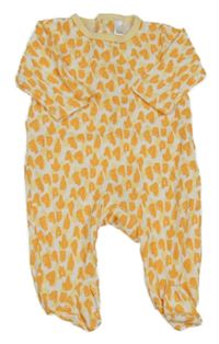 Bílo-oranžovo-žlutý vzorovaný overal