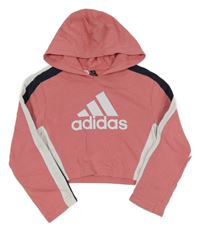 Růžovo-bílá crop mikina s logem Adidas