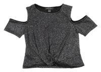 Stříbrná crop halenka s volnými rameny Primark