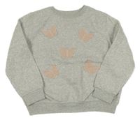 Světlešedá melírovaná mikina s 3D motýlky H&M