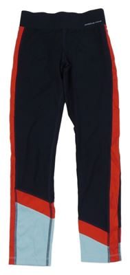 Tmavo-světlemodro-červené sportovní legíny