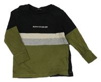 Černo-khaki-šedé triko s pruhy George 