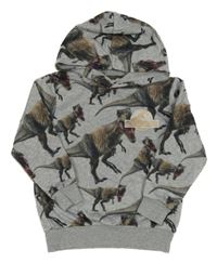 Šedá melírovaná mikina s dinosaury a kapucí - Jurský svět H&M