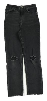Šedé elastické rifle Denim