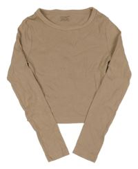 Béžové žebrované crop triko H&M