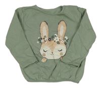 Khaki oversize mikina se zajíčkem C&A