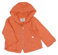Lososová lněná jarní parka s kapucí ZARA