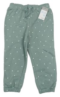 Nové - olivové puntíkaté tepláky PRIMARK