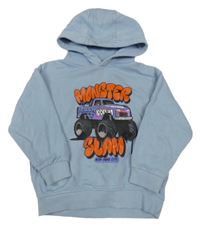 Světlemodrá mikina s monster truckem a kapucí Next