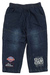 Tmavomodré rifle s nášivkami Lee Cooper