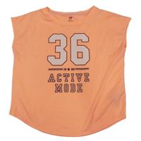 Neonově oranžové sportovní tričko s nápisem H&M