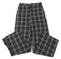 Černo-bílé kostkované společenské straight kalhoty H&M