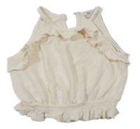 Smetanový vzorovaný crop top s volánky River Island
