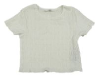 Bílé kostkované mačkané crop tričko PRIMARK