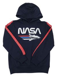Tmavomodrá mikina s Nasa a kapucí 