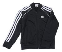 Černá sportovní propínací mikina s pruhy a logem Adidas