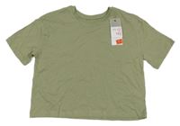 Nové - Khaki crop tričko Primark