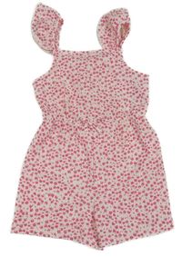 Bílo-růžový květovaný kraťasový overal Primark