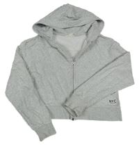 Světlešedá crop propínací mikina s kapucí H&M