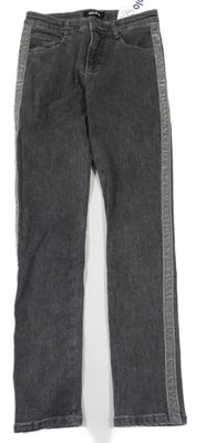 Nové - Šedé slim fit rifle s třpytivými páskami 