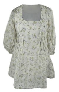 Dámská bílá proužkovaná šatová tunika s květy H&M