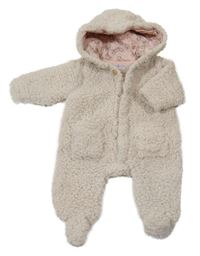 Béžová huňatá kombinéza s kapucí So Cute