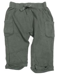 Khaki žebrované baggy tepláky Nutmeg