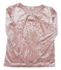 Světlerůžové sametové lesklé triko H&M