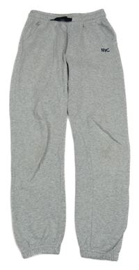 Šedé melírované tepláky s nápisem H&M