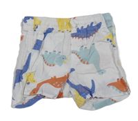 Bílo-barevné plátěné kraťasy s dinosaury H&M