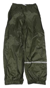 Khaki šusťákové cuff kalhoty 