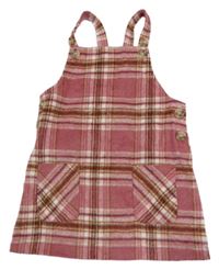 Růžovo-bílé kostkované laclové vlněné šaty Primark