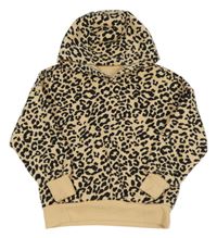 Béžovo-černá mikina s leopardím vzorem a kapucí Dunnes