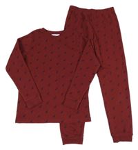 2Set - Vínová žebrovaná mikina se srnkami + tepláky M&S